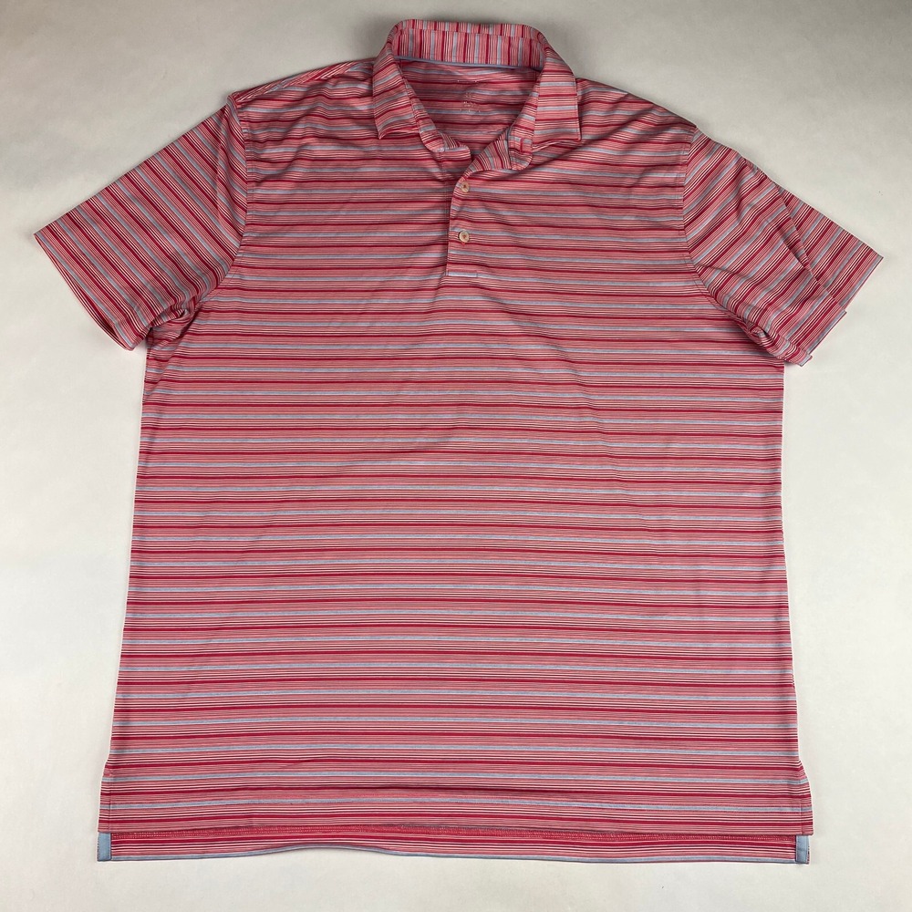 Johnnie-O Mens Golf Polo Shirt Size XL Pink Blue Striped